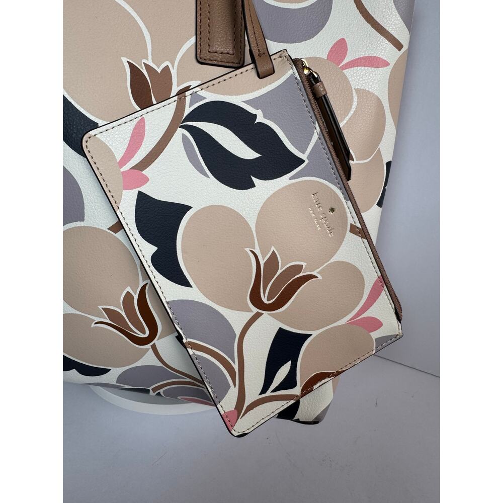 Kate Spade Mya Breezy Floral Reversible Tote + Zip Pouch Neutral - Picture 7 of 15